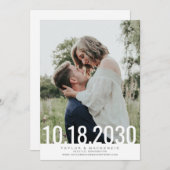 Save The Date Minimal Simple Gras Date Superposé Mariage Save Th (Devant / Derrière)