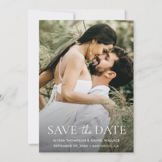 Save The Date Minimal une photo moderne code QR site mariage (Devant)