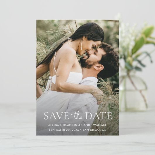 Save The Date Minimal une photo moderne code QR site mariage (Debout devant)