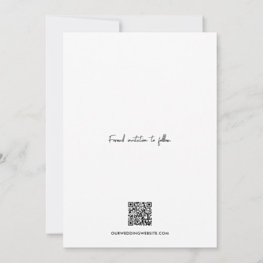 Save The Date Minimal une photo moderne code QR site mariage (Dos)