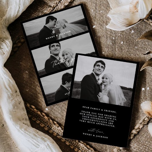 Save The Date Minimal Wedding Thank You Photo Stack Card 