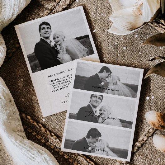 Save The Date Minimal Wedding Thank You Photo Stack Card 