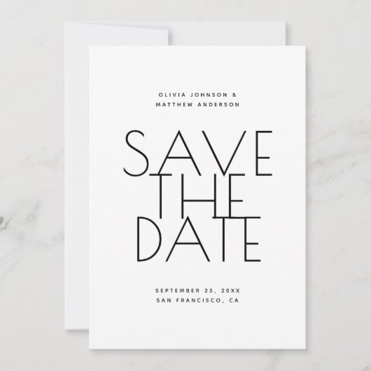 Save The Date Minimalist Back & White Wedding | Photo & QR Code (Devant)