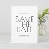 Save The Date Minimalist Back & White Wedding | Photo & QR Code (Debout devant)