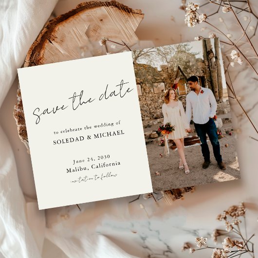 Save The Date Minimalist Casual Script Photo Wedding