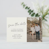 Save The Date Minimalist Casual Script Photo Wedding (Debout devant)