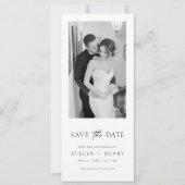 Save The Date Minimalist Elegant Script Black and White Photo (Devant)