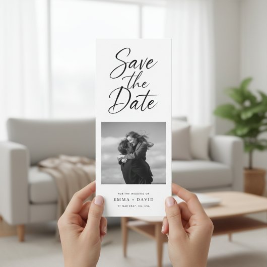 Save The Date Minimalist Elegant Script Photo Wedding Bookmark