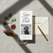 Save The Date Minimalist Elegant Script Photo Wedding Bookmark