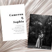 Save The Date Minimalist Elegant Text Wedding Photo black white