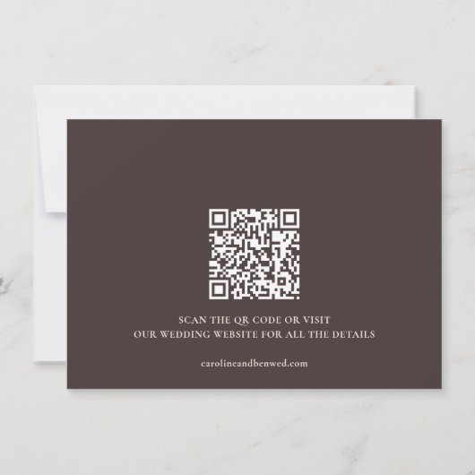 Save The Date Minimalist Fall Brown Script Wedding QR Code (Dos)