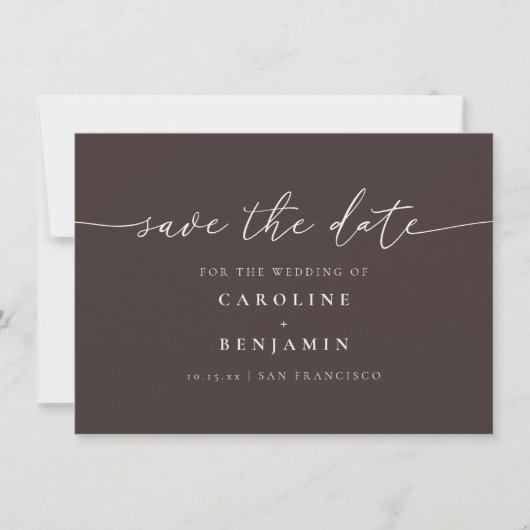 Save The Date Minimalist Fall Brown Script Wedding QR Code (Devant)