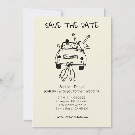 Save The Date Minimalist Hand-Drawn  (Devant)