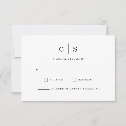 Save The Date Minimalist Initial Monogram Wedding RSVP (Devant)