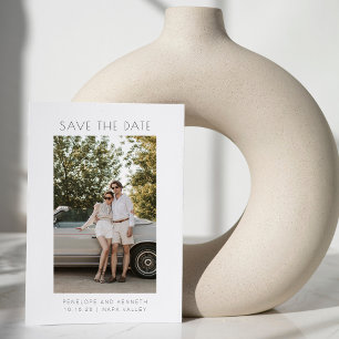 Save The Date Minimalist Modern Black White Simple Elegant Photo