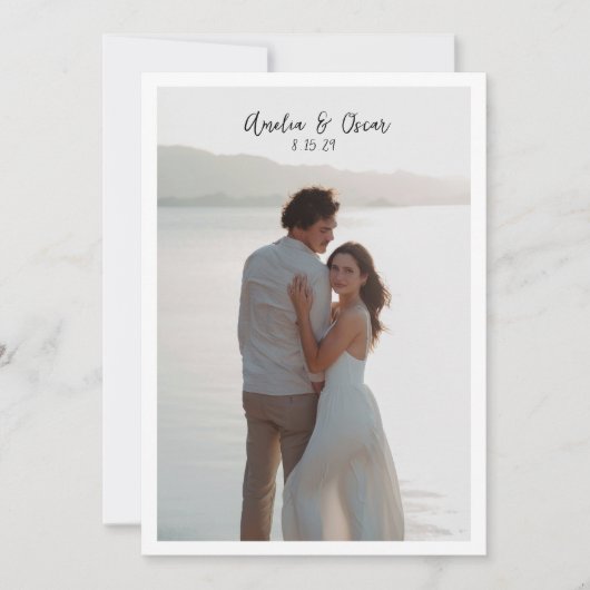 Save The Date Minimalist Modern Large Photo Stylish Script (Devant)