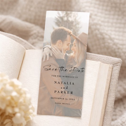 Save The Date Minimalist Modern Script Bookmark Photo