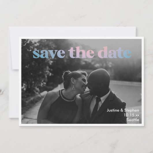 Save The Date Minimalist Pastel Gradient Overlay Wedding Trendy (Devant)