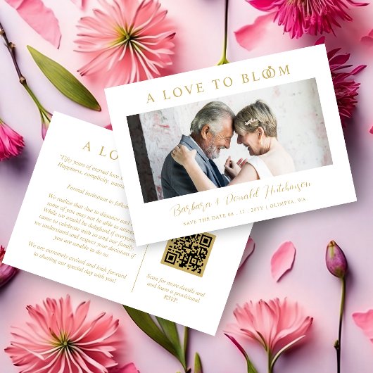 Save The Date Minimalist Romantic Wedding Anniversary in Gold