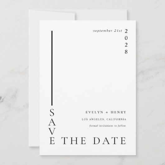 Save The Date Minimalist Simple Black Line Modern Wedding (Devant)