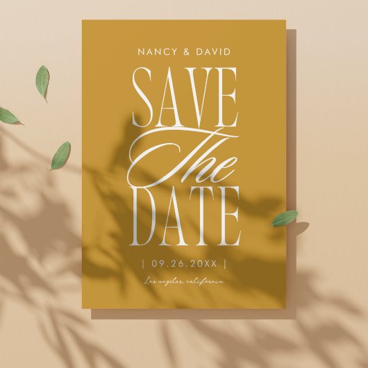 Save The Date Minimalist Simple Script Mustard Wedding