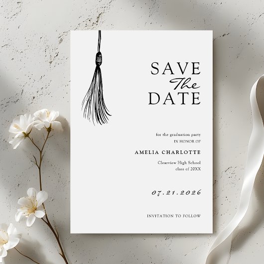 Save The Date Minimalist Tassel Graduation Party