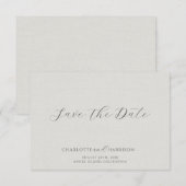 Save The Date Minimalist White Faux Linen (Devant / Derrière)