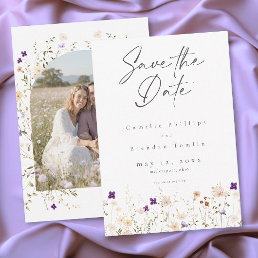 Save The Date Minimalist Wildflower Botanical Wedding Photo
