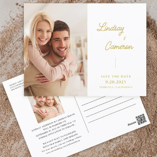 Save The Date Minimaliste 2 Photo Gold Script Enregistrer La Dat