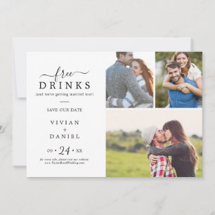 Save The Date Minimaliste boissons gratuites 3 Collage photo