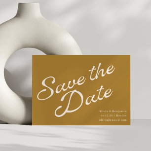 Save The Date Minimaliste Élégant Vintage Script Or Moutarde