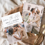 Save The Date Minimaliste Enregistrer la date photo manuscrite<br><div class="desc">Photo manuscrite moderne et élégante Enregistrer la carte Mariage de date. La carte d'invitation à la date de sauvegarde comprend une typographie chic et élégante avec un design simple et minimaliste sur un arrière - plan blanc que vous pouvez ajouter votre photo de fiançailles customisé à.</div>
