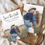 Save The Date Minimaliste Enregistrer la date photo manuscrite<br><div class="desc">Photo manuscrite moderne et élégante Enregistrer la carte Mariage de date. La carte d'invitation à la date de sauvegarde comprend une typographie chic et élégante avec un design simple et minimaliste sur un arrière - plan blanc que vous pouvez ajouter votre photo de fiançailles customisé à.</div>