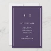 Save The Date Minimaliste et Chic | Violet et Blanc avec Photo (Devant)
