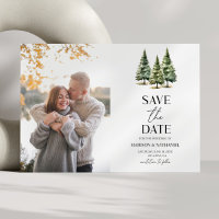 Minimaliste hiver Pine neige arbres Mariage photo
