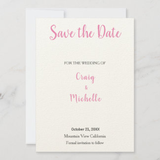 Save The Date Minimaliste mariage classique rose