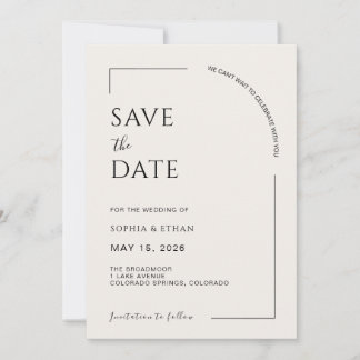 Save The Date Minimaliste Moderne Ivory Editorial