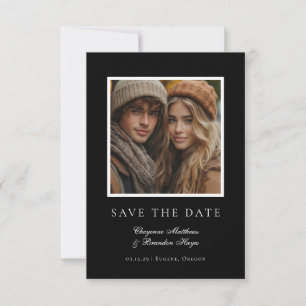 Save The Date Minimaliste Moderne Noir Blanc Élégant Photo