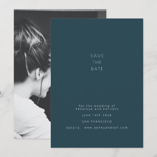 Save The Date Minimaliste moderne photo Élégant noir Mariage Tur