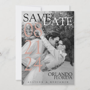 Save The Date Minimaliste, moderne, photo élégante en noir et bl