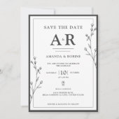 Save The Date Minimaliste Noir & Blanc (Devant)