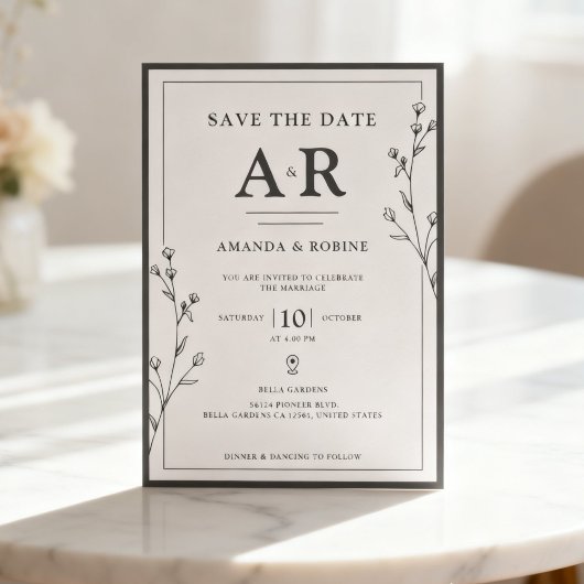 Save The Date Minimaliste Noir & Blanc