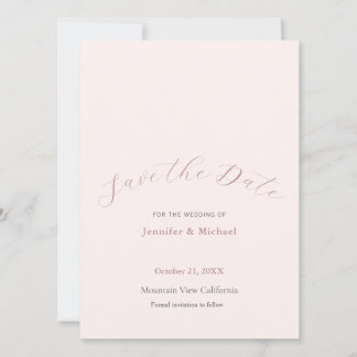 Save The Date Minimaliste Professionnel Couleur Or Rose Simple
