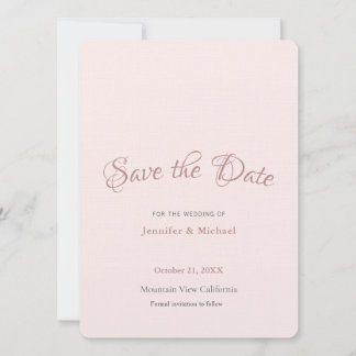 Save The Date Minimaliste Professionnel Couleur Or Rose Simple