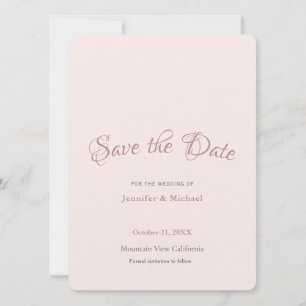 Save The Date Minimaliste Professionnel Rose Doré Uni