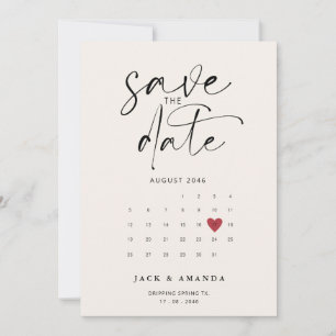 Save The Date Minimaliste Simple Calender Wedding enregistrer la