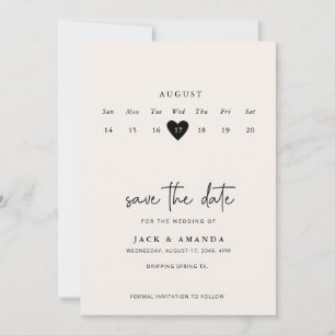 Save The Date Minimaliste Simple Calender Wedding enregistrer la