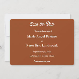 Save The Date Minimaliste Terracotta Orange Brûlé