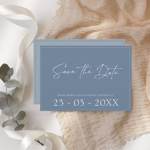 Save The Date Minimum Dusty Blue Script Wedding Enregistrer La D