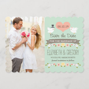 Save The Date Mint Green Inséparables mariage Enregistrer la car